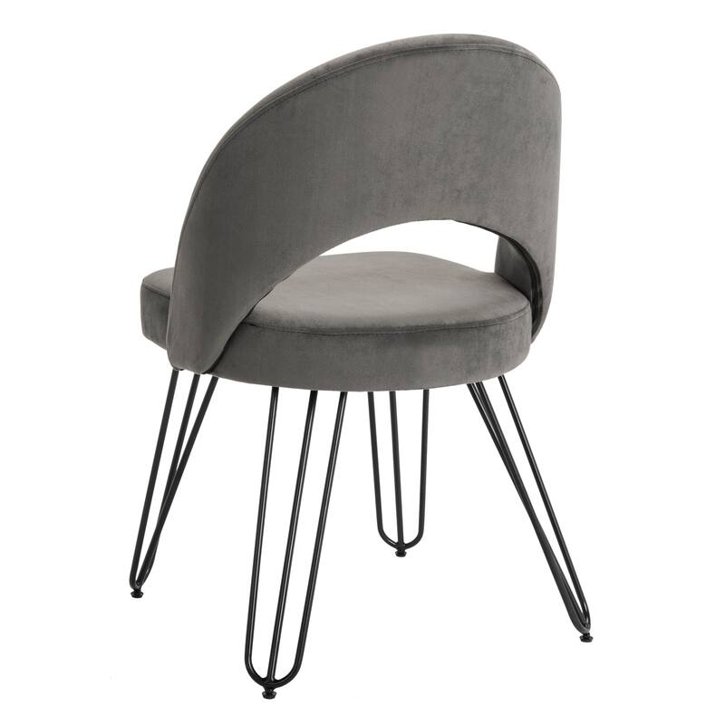 SAFAVIEH Jora Velvet Retro Dark Grey Side Chair (Set of 2) - 21.3" x 24.3" x 31.8"