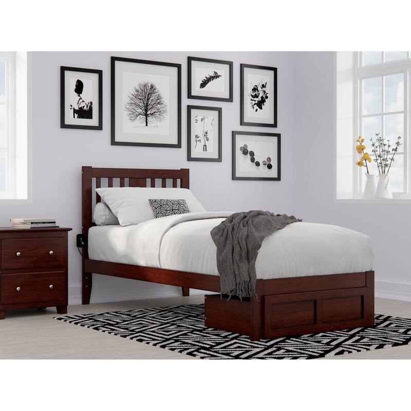 Tahoe Bed with Foot Drawer and USB Turbo Charger - Walnut - Twin XL