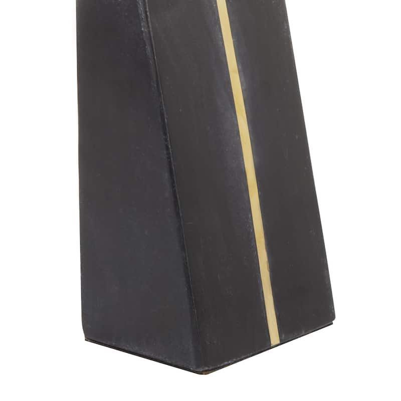 Marble Geometric Block 6 lbs Decorative Bookends with Gold Inlay - Set of 2 White or Black - CosmoLiving by Cosmopolitan