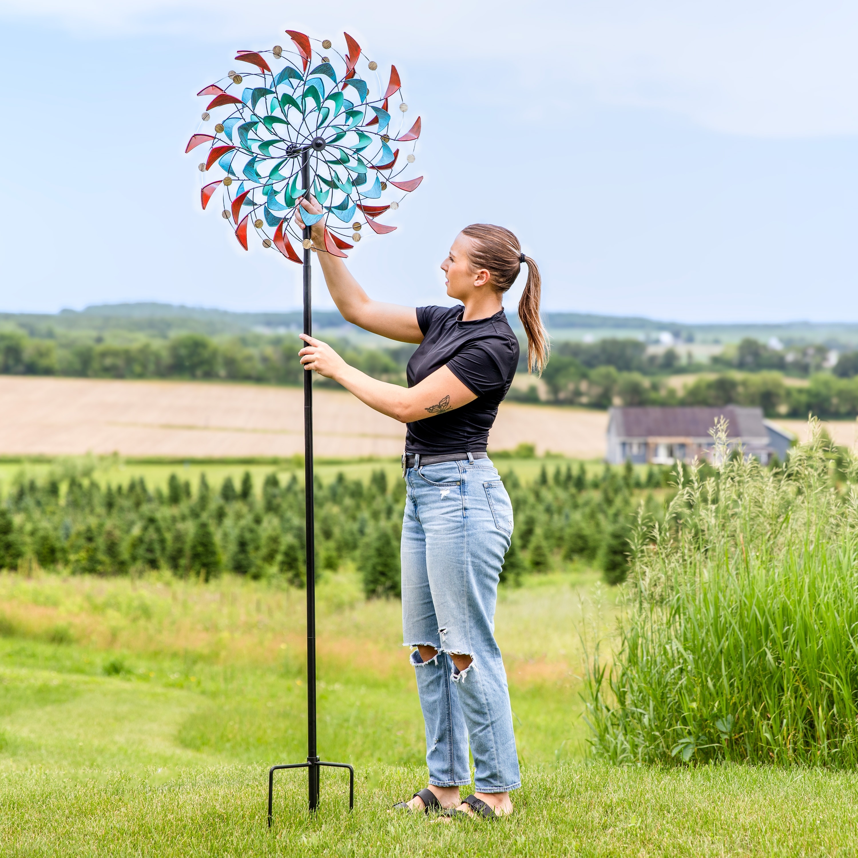 Rainbow Breezes Metal Garden Wind Spinner 84