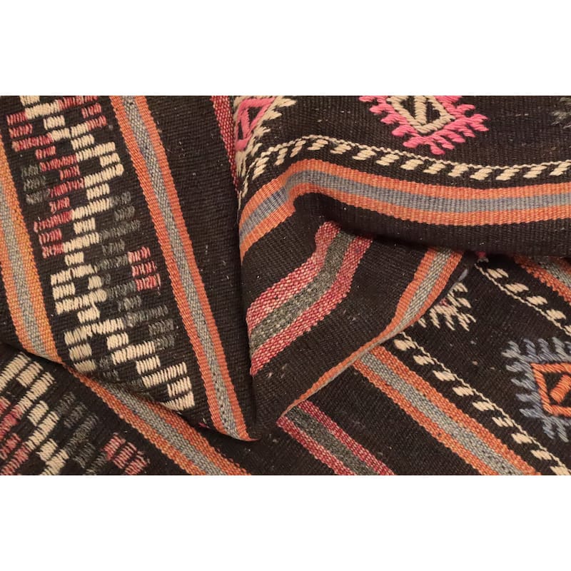Hand Woven Oriental 100% Wool Carpet Southwestern Tribal Multi-Colored Kilim Area Rug - 9' 3'' X 7' 1''
