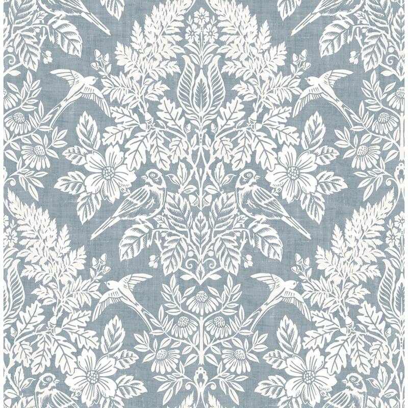 Chris Loves Julia x A-Street Prints Finch Light Blue Woodland Damask Wallpaper