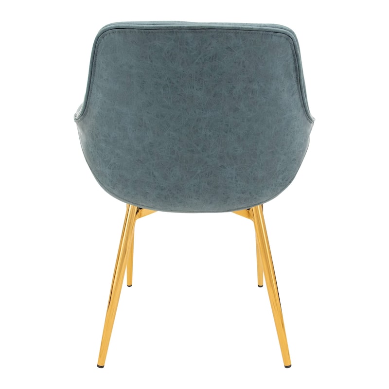 Markley Modern Leather Dining Armchair Set of 4 With Gold Metal Legs Accent Side Chair