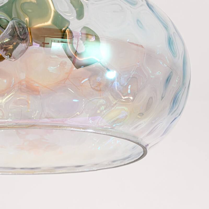 14.2" W 3-Light Modern Gold Dome Semi-Flush Mount Ceiling Light with Water Glass Shade for Foyer, Bedroom