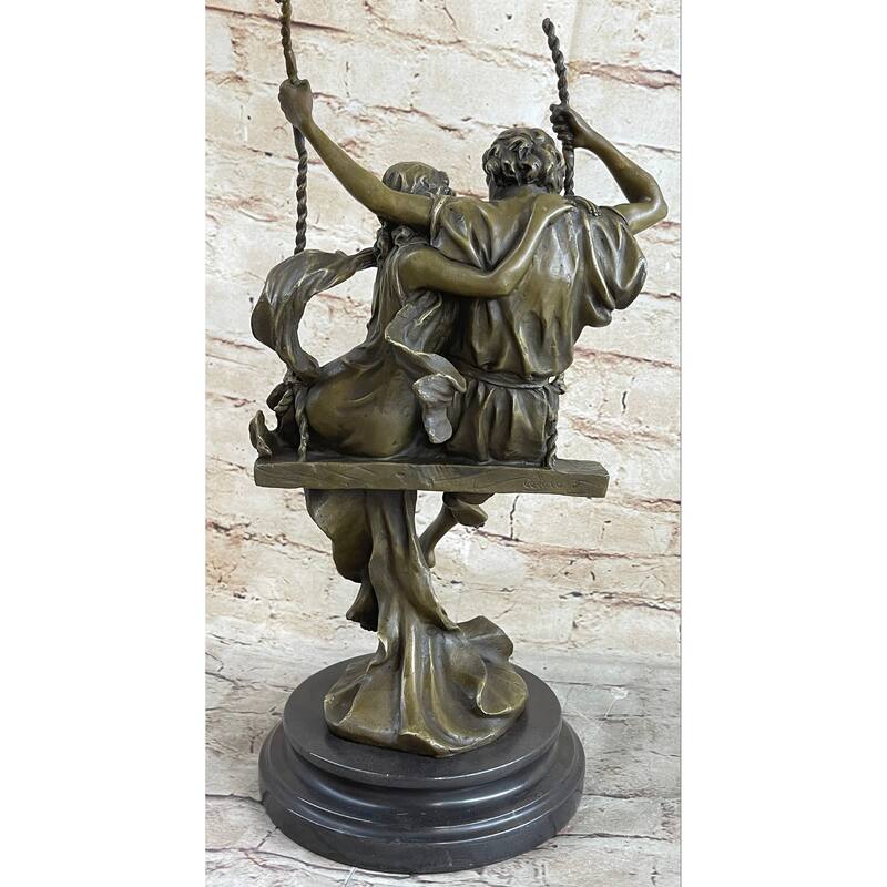 Hand Made Perfect Valentine Gift Couple In Love On Swing Set Bronze Figurine Lrg