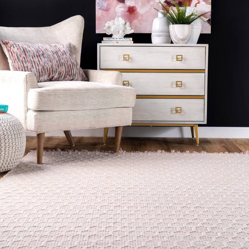 Nuloom Wylie Honeycomb Wool Fringe Rug