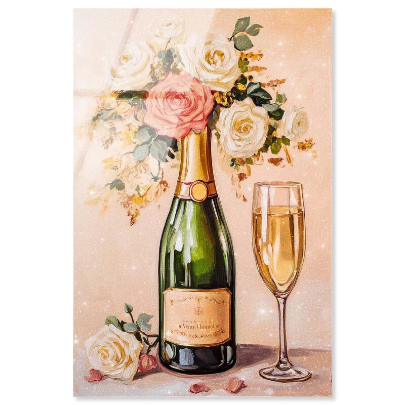 Blooming Champagne Vase Acrylic by Art Remedy, Ready to Hang - 16" x 24"