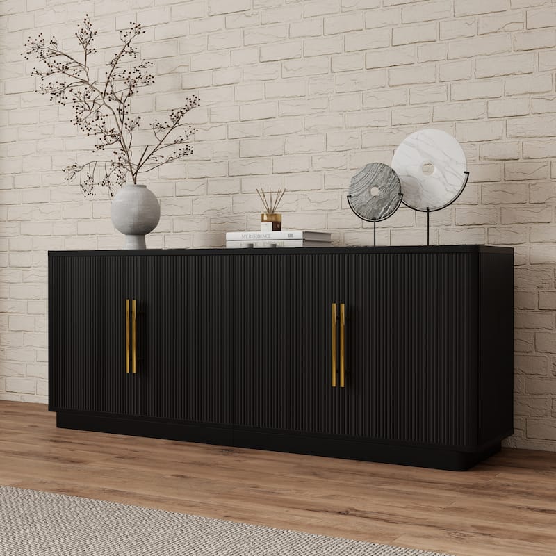 70"W Modern Fluted TV Stand for TV up to 78" with Storage
