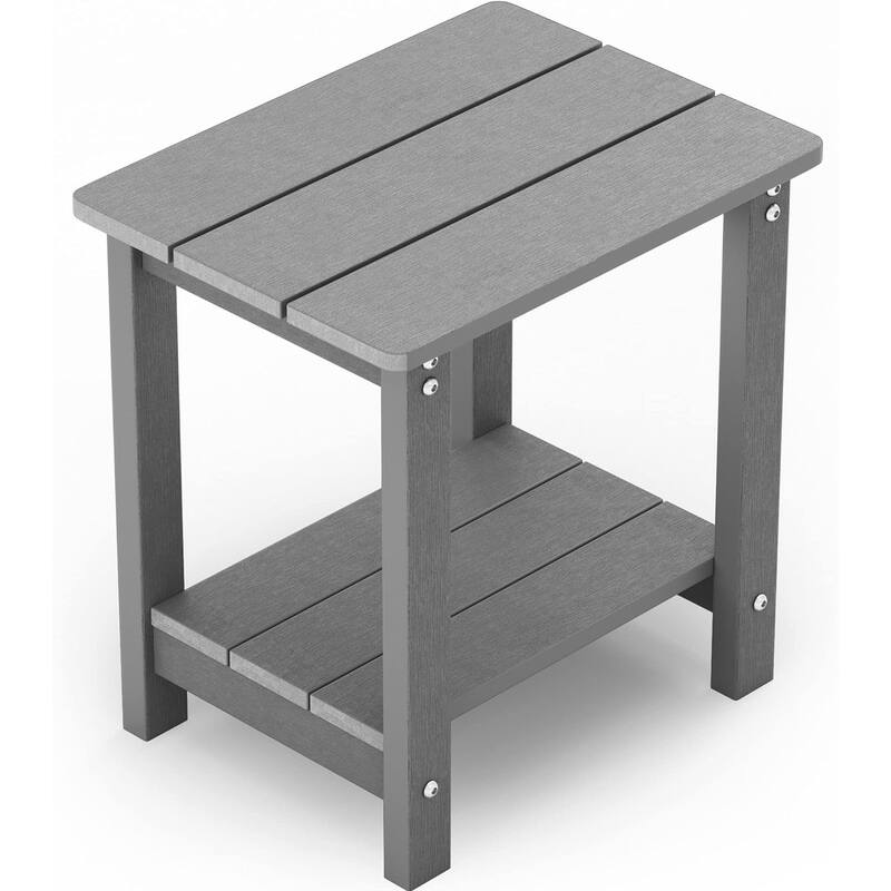 WINSOON Outside Adirondack Square Side Table, Weather Resistant Patio Table Double Layers - Grey