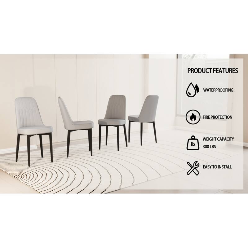 17" PU Leather Upholostered Dining Chair with Metal Legs, Set of 4