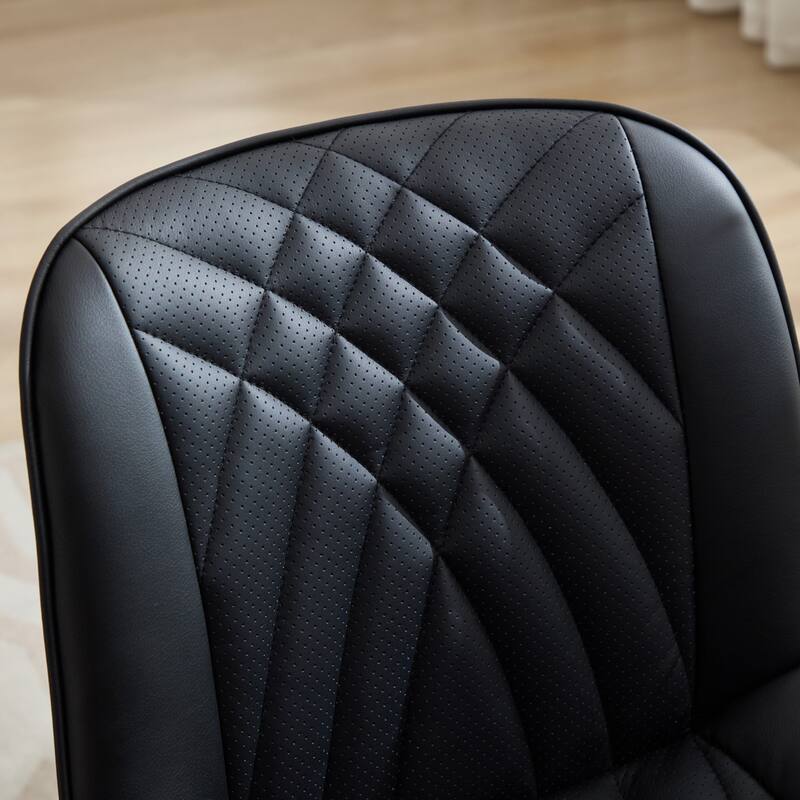 Dining Chairs Set of 2, Armless Upholstered PU Leather Dinner Chairs, Kitchen Chair with Curved Back and Metal Legs