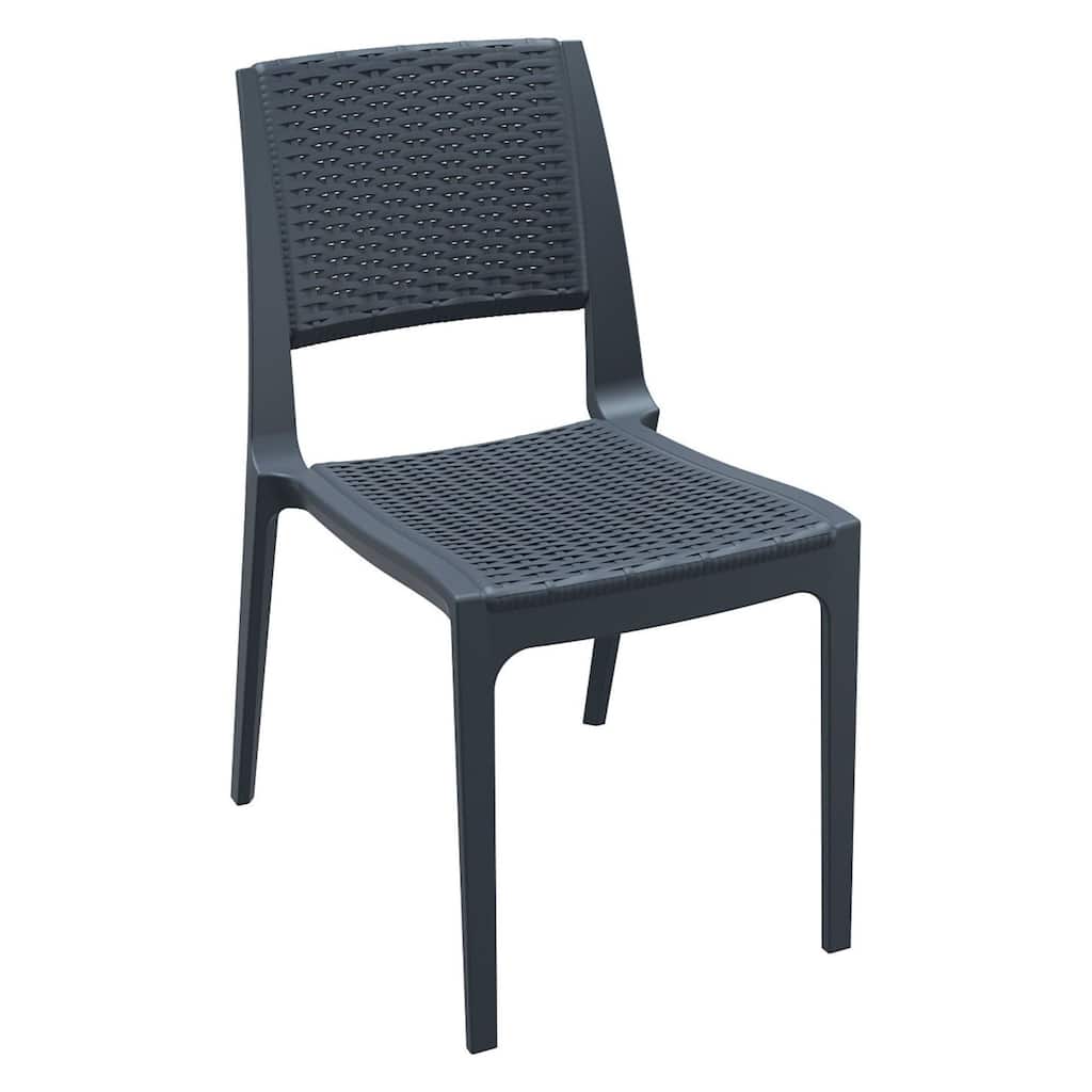 34" Gray Outdoor Patio Wickerlook Dining Chair