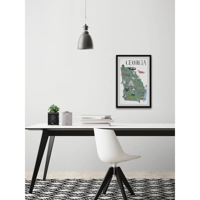 'Illustrated Map of the State of Georgia II' Framed Painting Print
