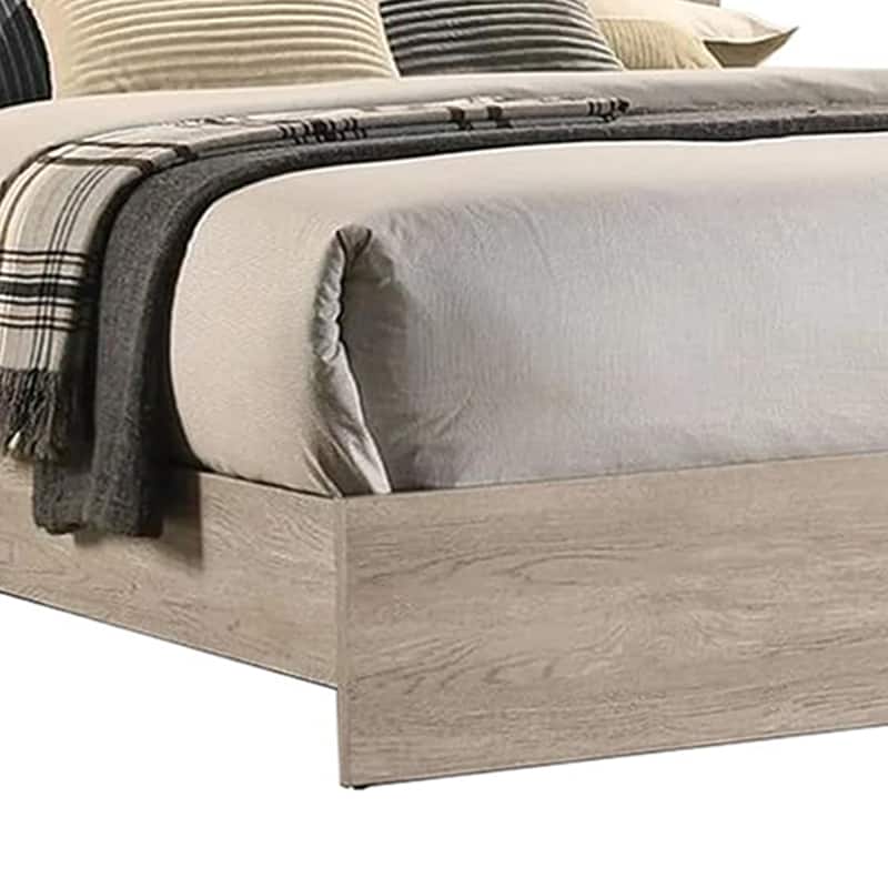Wooden Eastern King Bed with High Upholstered Headboard