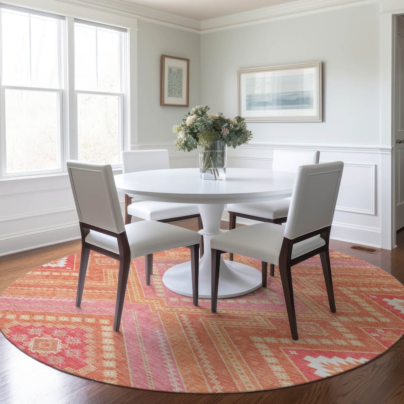 Machine Washable Indoor/ Outdoor Global Boho Chantille Rug
