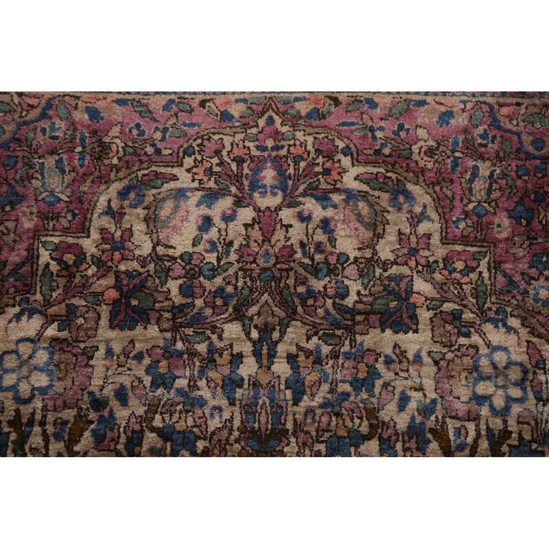Silk Pre-1900 Antique Kashan Mohtasham Persian Area Rug Hand-knotted - 4'1" x 6'10"