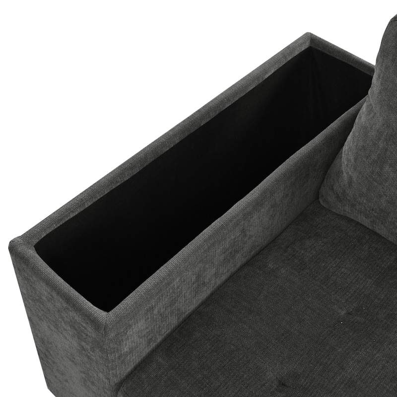 91.5" L-Shaped 4-Seater Sleeper Sofa with Chaise, Pull-Out Bed, Hidden Storage, and Functional Armrests