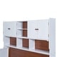 preview thumbnail 8 of 12, Twin Platform Bed with Storage Shelves, Cabinets, and Walnut Accents, White+Walnut