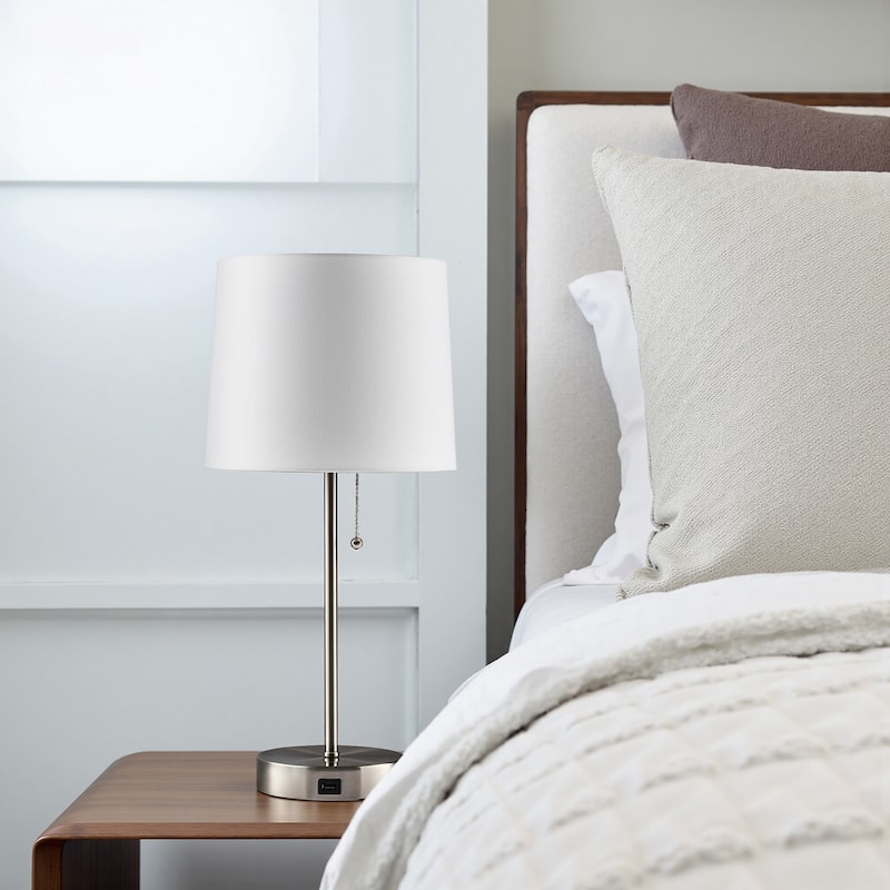 CO-Z Brushed Nickel Table Lamp with USB Set of 2