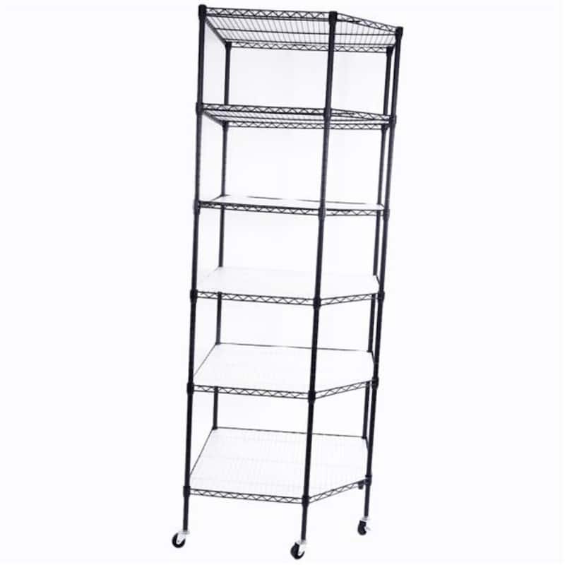 6-Layer Plastic Coated Polygonal Corner Shelf with 2" PP Wheels - (26.77 x 26.77 x 70.87)"