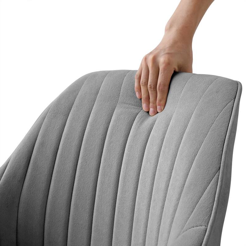HomeRoots 23" Gray Velvet And Gold Swivel Arm Chair - 23