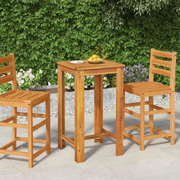 slide 2 of 15, vidaXL Bar Table Outdoor Pub Patio Counter Height Table Solid Wood Acacia Brown 23.6" x 23.6" x 41.3"