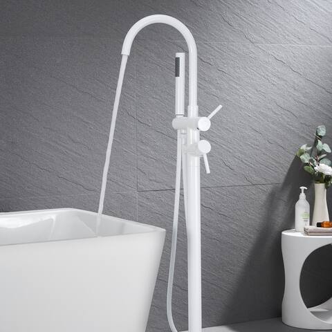 Round Double Handle Floor Bathtub Faucet