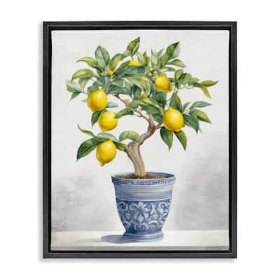 Stupell Traditional Potted Lemon Tree Framed Floater Canvas Wall Art Design By Kim Allen