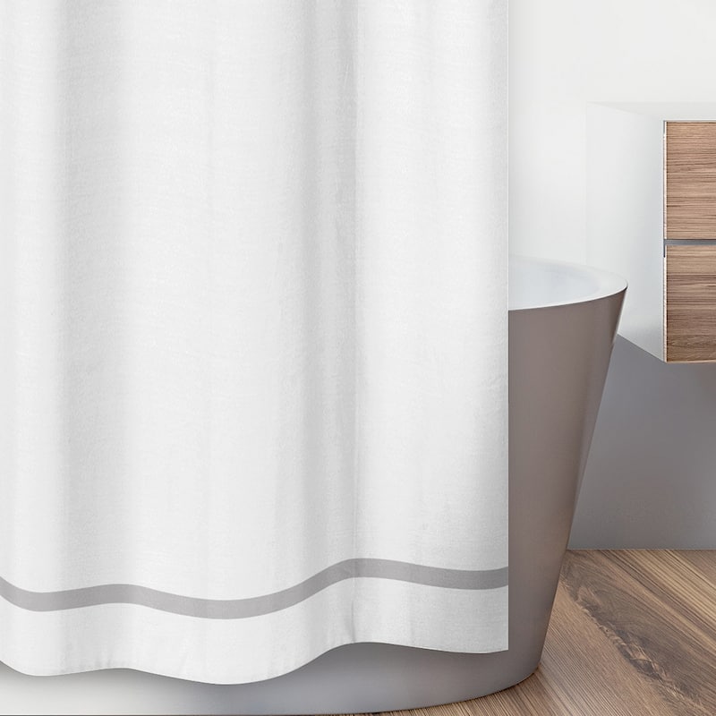 Sweet Jojo Designs White and Grey Hotel Shower Curtain