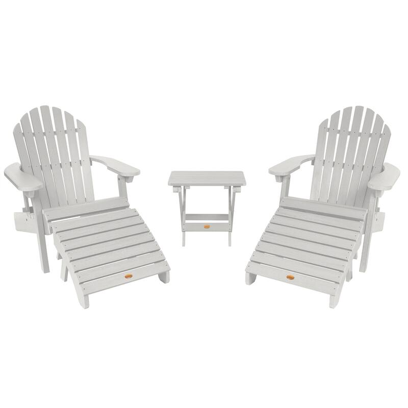 HIGHWOOD Set of Two Reclining and Folding Adirondack Chairs Conversation Set - White