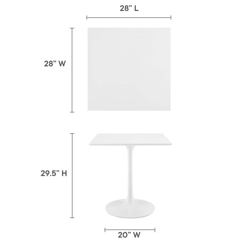 Square Wood Top Dining Table - White