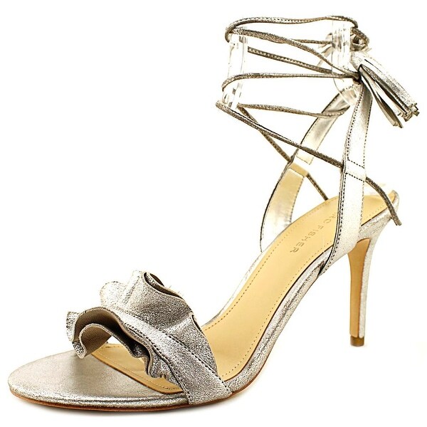 Marc Fisher Bamba Women Open Toe Leather Silver Sandals