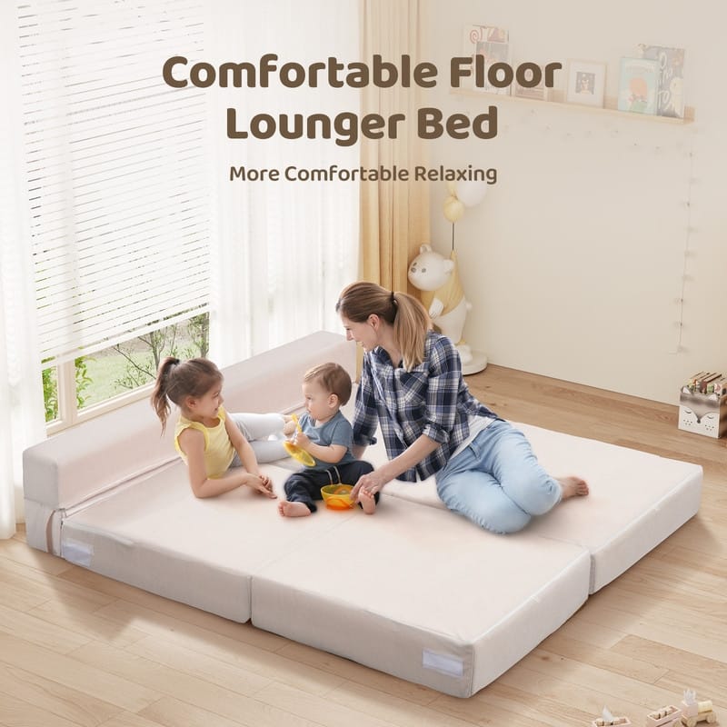 DoCred Kids Folding Sofa, Convertible Floor Mattress, Bed, Play Couch