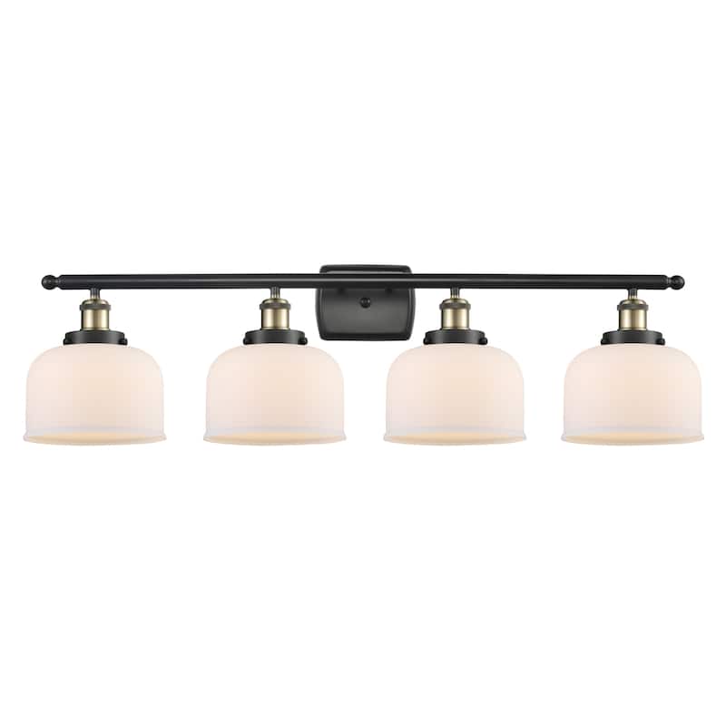 Innovations Lighting 916-4W-11-38 Bell Vanity Bell 4 Light 38" Wide - Black Antique Brass / Matte White