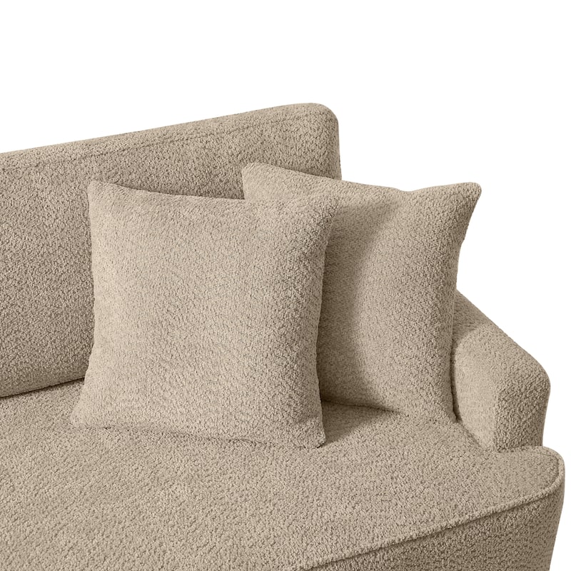 Indoor Chaise Lounge Chair with Ottoman Boucle Upholstered Chaise 2 Throw Pillows Included for Living Room Bedroom