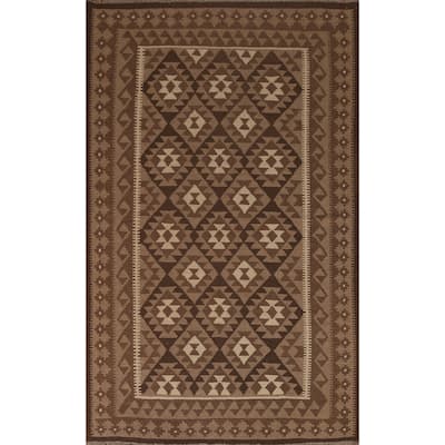 Geometric Kilim Oriental Tribal Area Rug Flat-woven Wool Carpet - 5'3" x 8'1"
