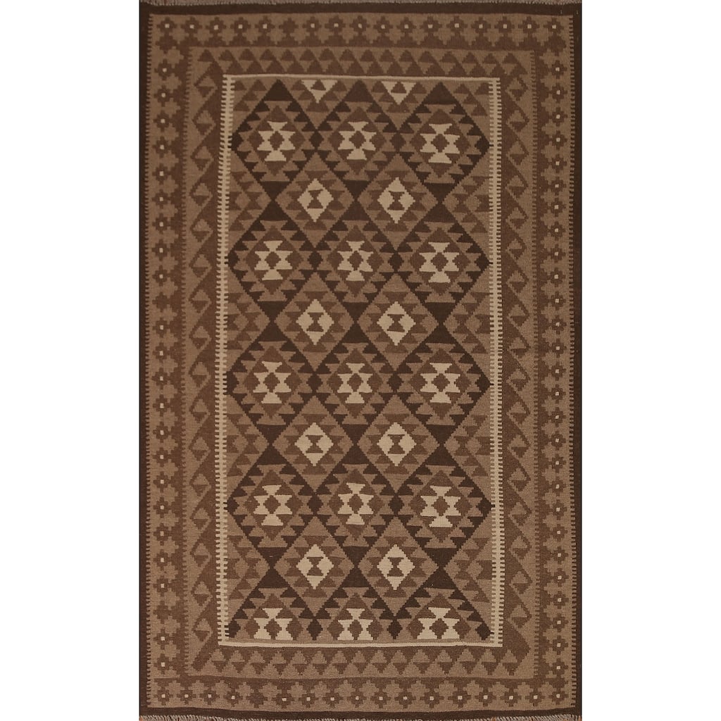 Geometric Kilim Oriental Tribal Area Rug Flat-woven Wool Carpet - 5'3" x 8'1"