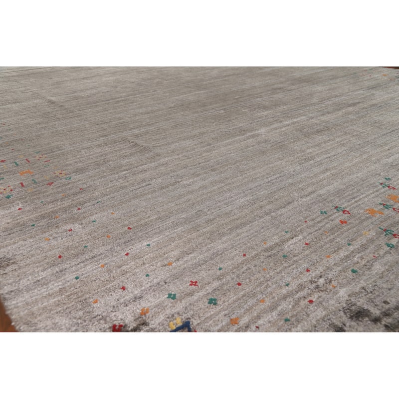 Hand Knotted Oriental 100% Wool Carpet Tribal Tribal Greys & Charcoal Gabbeh Area Rug - 11' 4'' X 8' 11''
