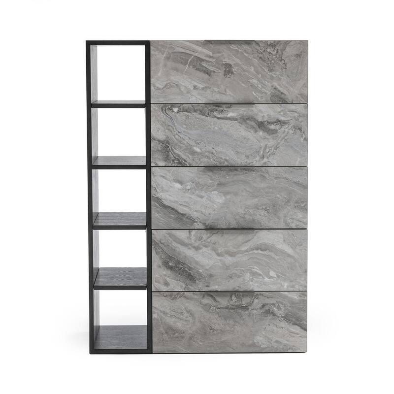 Nova Domus Maranello Modern Grey Wash & Faux Marble Chest