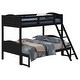 preview thumbnail 6 of 4, Twin over Full Bunk Bed with Camelback Headboard & Guardrails, Black