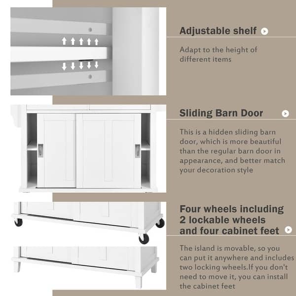 NicBex Kitchen Cart With Drop-Leaf Top & Sliding Barn Door - Adjustable Height, 4 Wheels, Storage Cabinet & 2 Drawers, Black