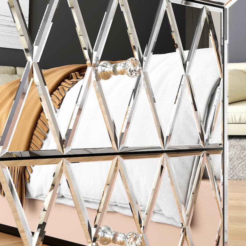 2-Drawer Mirrored Nightstand, Set of 2