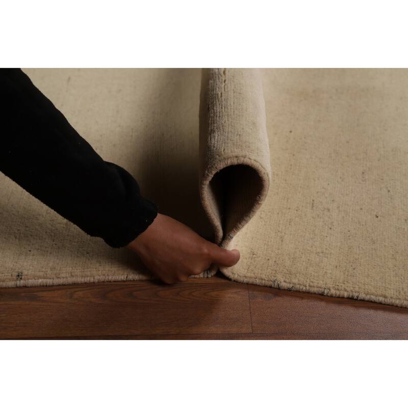 Gabbeh Modern Rug Oriental Beige Handmade Wool Carpet - 5'1"x 6'6"