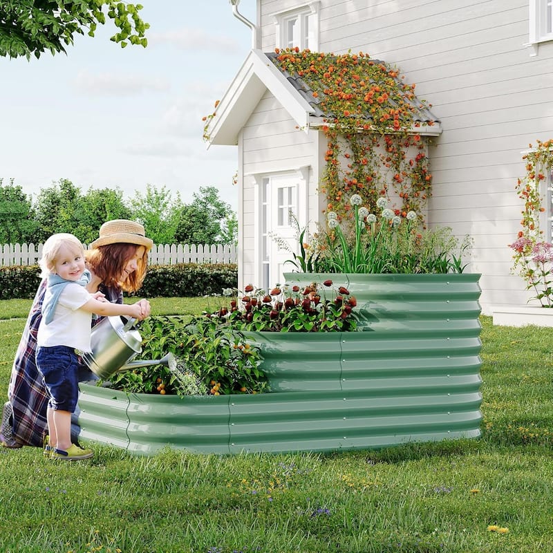 5 x 3.5 x 2.5FT (30Inch Deep) 3-Tier Galvanized Steel Raised Garden Bed Kit - Planter Box Green