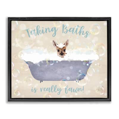 Stupell Taking Baths Is Fawn Framed Floater Canvas Wall Art Design By Susan Arnot