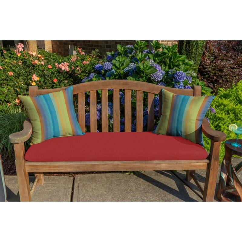 Sunbrella Solid Fabric 1-Piece Indoor/Outdoor Bench Cushion, 48"W x 18"L