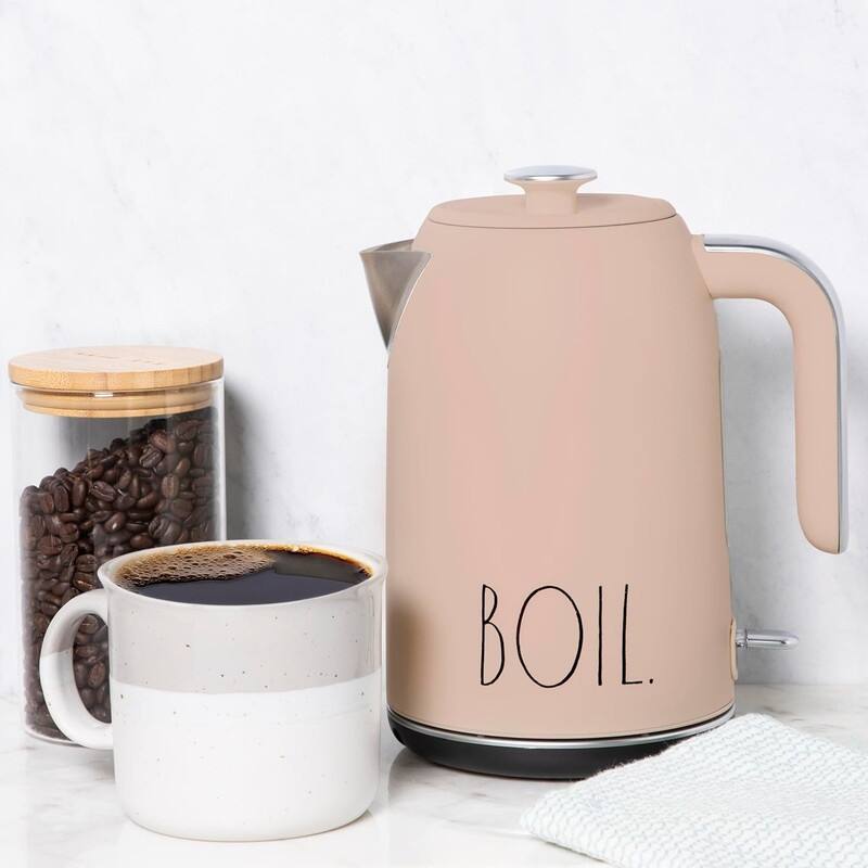 Rae Dunn Electric Hot Water Kettle - Stainless Steel, Swivel Base-Dry Protection, Easy Pour Pitcher, 1.7 Liters