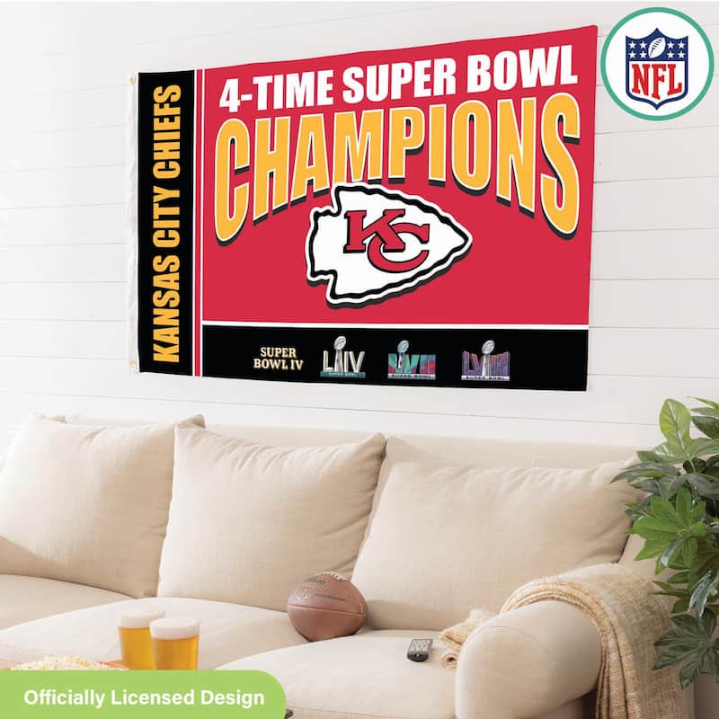Kansas City Chiefs Single Sided Flag w/ 2 Grommets, 3'x5'
