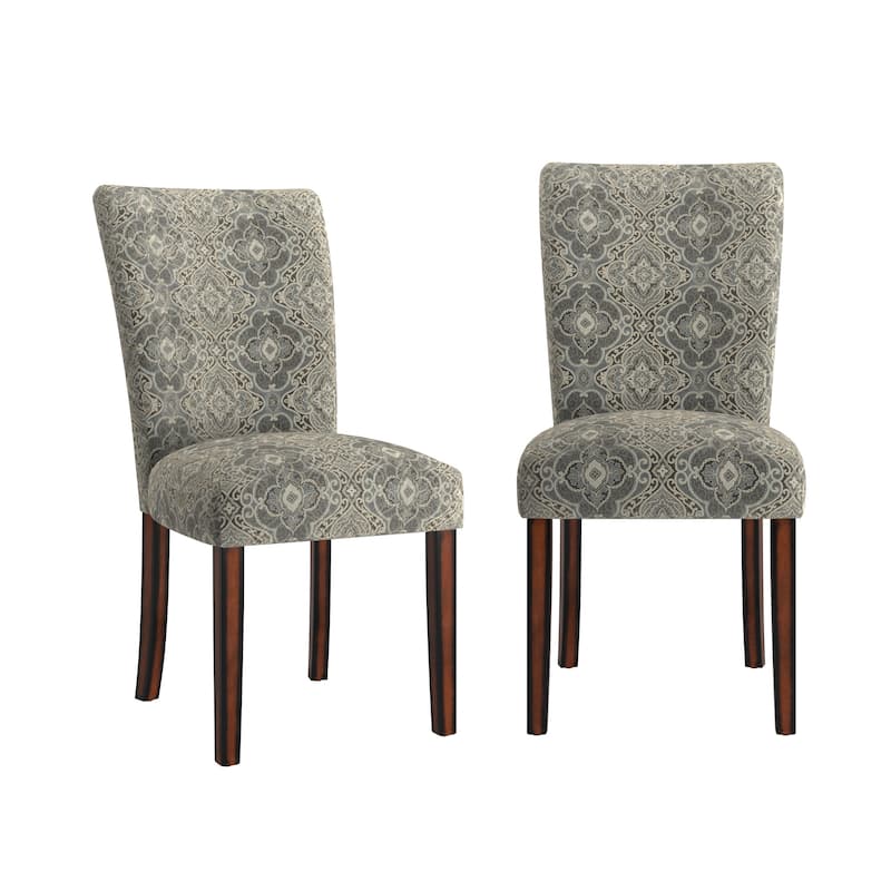 Dinant Print Parsons Dining Side Chairs (Set of 2) - Bluesteel/Gold Damask