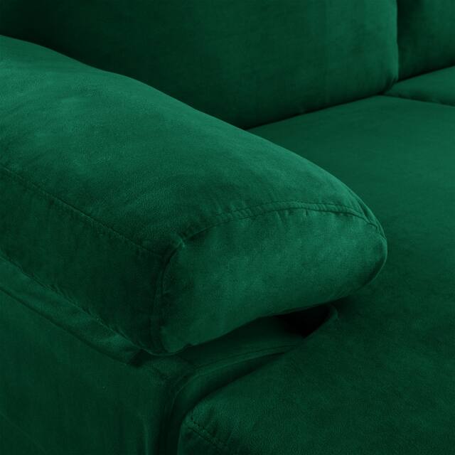 Velvet Upholstered L-Shape Sectional Sofa